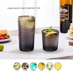 15oz and 22oz Grey Acrylic Glasses Drinkware (Set of 8), Honeycomb Stackable …