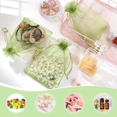 Versatile Olive Green Organza Bags – 100Pcs 4×4.72” for Jewelry & Gifts