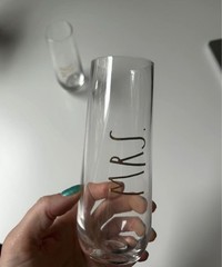 RAE DUNN Decorated Champagne Glass Wedding Set Two-Piece Service for 2