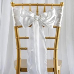 10 White Satin CHAIR SASHES Ties Bows Wedding Ceremony Reception Decorations