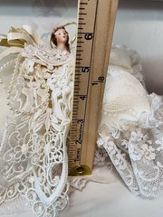 Vtg Wedding Ring Bearer Pillow Victorian Bride Brocade Ivory Satin Lace Ribbons