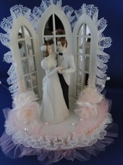 New Wilton Pink «Bridal Waltz» Wedding CakeTop, white ct/black suit, # 117-323