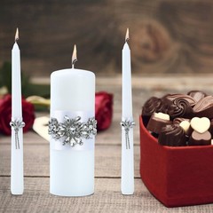 3 PCS Unity Wedding Candle Set 1 Pillar 2 Taper Candles Ceremony Decor
