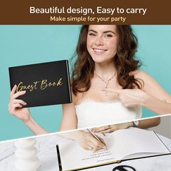 JUBTIC Black Guest Book for Graduation Party Sign in with