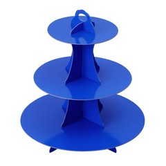 Soleebee 3-Tier Round Cupcake Stand, Cardboard Tower, 12″, Dark Blue