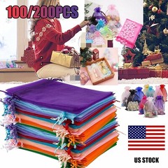100/200 pcs Organza Wedding Party Favor Decoration Gift Candy Sheer Bags 4×6/3×4