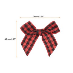 50Pcs Mini Gingham Ribbon Bow 1.5″ Checkered Fabric Satin Black and Red