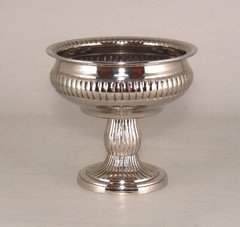Compote Bowl Vase Aluminum Fluted Pedestal Ribbed 6″D 5.5″H Set/2 FREE SHIPPING