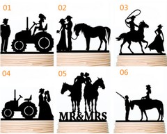 Country Wedding Cake Toppers Rustic Cowboy Western Party Decorations Custom