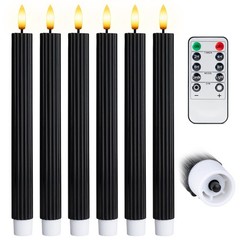 Open Box 6PK 10″ Ribbed LED Candles with Remote Timer Assorted Colors Wedding