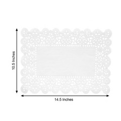 100 WHITE 14″ Rectangular Disposable Lace PAPER DOILIES PLACEMATS Party Supplies