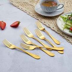 Gold Salad Fork Set, Seeshine 6.9-inch Stainless Steel Shiny Gold Metal Desse…