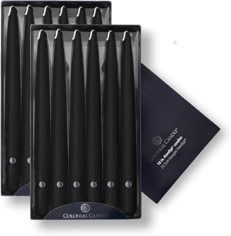 Colonial Candle Unscented Taper Candle, Handipt Collection, 10 In, Black