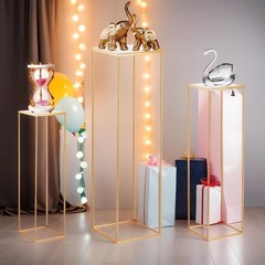 Stackable Gold Metal Pedestal Stands for Indoor Outdoor Party Decorations