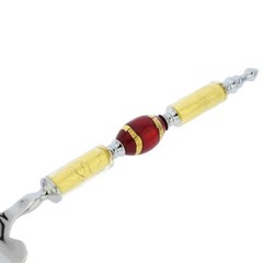 GlassOfVenice Italian Murano Glass Cake Server – Gold Red Stripes