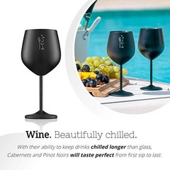 Stemmed Stainless Steel Wine Glasses – 18 oz Unbreakable Goblets for Black