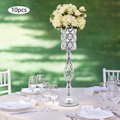 10Pcs Crystal Vase for Centerpieces with Crystal Beads Wedding Vase for Table