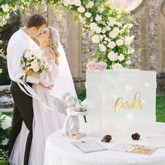 Acrylic Wedding Card Box String Light Frosted Gift Reception Money Party