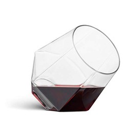 Plastic Stemless Wine Glasses 32 Pack – Diamond Shaped Unbreakable Clear
