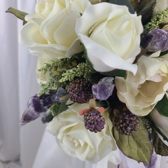 Tulip and Amethyst Garden Faux Silk Wedding Bouquet