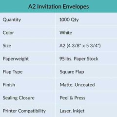 Winlyn 1000 Pcs Bulk A2 Invitation Envelopes in 1000 pcs white, White