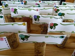 Whimsy Flower Shabby Chic Place Cards & Wine Cork Holders different Vineyards