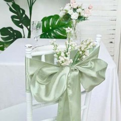 10 Sage Green Satin CHAIR SASHES Ties Bows Wedding Ceremony Reception