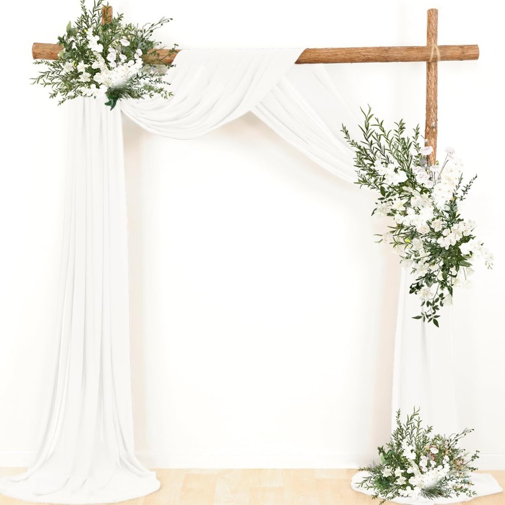 2 Panels Ivory Wedding Arch Drapery 6 Yards Long and 30» Wide Sheer Chiffon …