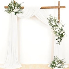 2 Panels Ivory Wedding Arch Drapery 6 Yards Long and 30» Wide Sheer Chiffon …