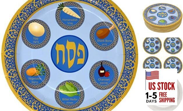 48 9″ Passover Plates for Seder Plate Disposable Paper Tableware Party