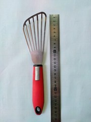 Short Narrow Slotted Spatula Cake Server Wedding Stainless Steel Red Handle New