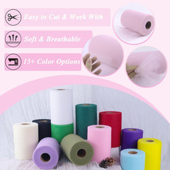 Soft Pink Tulle Fabric Roll 6″ by 100 Yards (300 Ft) Soft Tulle Spool for DIY Cr