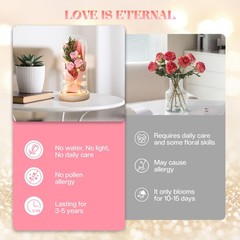Mother’ s Day Gifts Forever Flowers Bouquet, Preserved Pink Rose