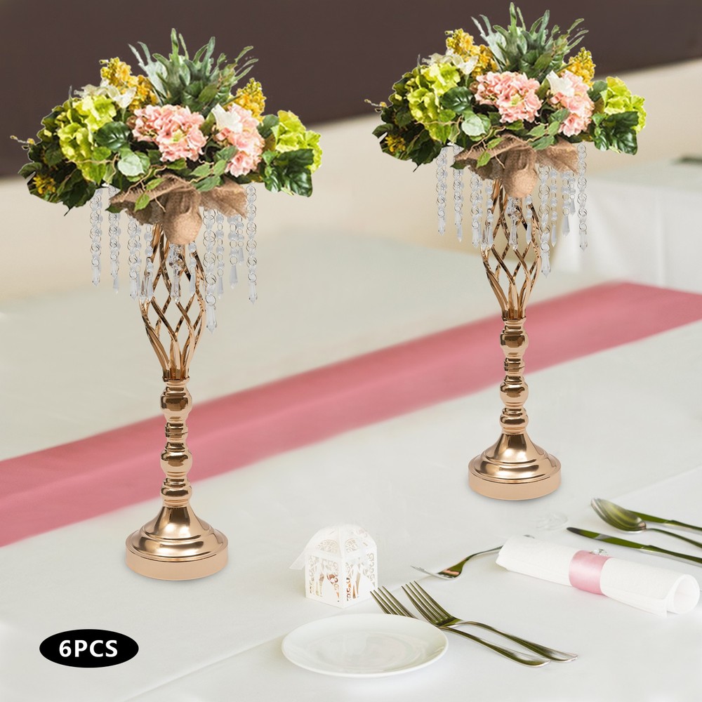 Gold Crystal Flower Stands Set of 6 55cm (21.7in) Wedding Centerpieces