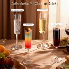 12-Pack Plastic Champagne Flutes, 6oz Square Disposable Toast 12-pack Clear