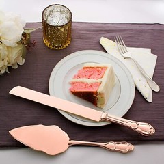 Rose Gold Engravable Cake Knife & Server Set for Engraving, Rose Gold Wedding