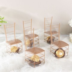 25 CLEAR GOLD Plastic FAVOR BOXES Chair Shaped Gift Holders Party Decorations