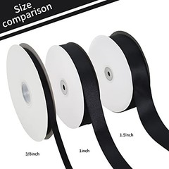 1 Inch x 100yds Satin Ribbon, Thin Solid Color Satin 1 in x 100 yds Black