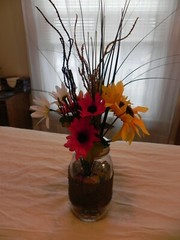 Hand Made, Fall Flowers Mason Jar Wedding Table Centerpieces