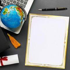 Award Certificate Papers, 50 Sheets Blank Gold Foil Border gold
