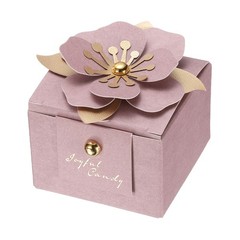 Wedding Favor Box with Light Pink Floral Decor, (2.5 x 2.5 Inch, Pink)(25 Pcs)