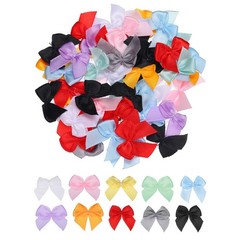 100Pcs Mini Ribbon Bow 1″ Mini Fabric Satin Ribbon Flower Bows Multicolor