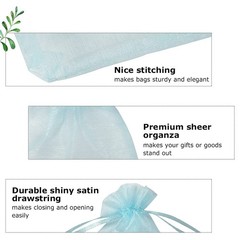 Drawstring Organza Bags, 100pcs Small Gift Pouches, Party Favors, Blue