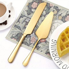 2pcs Stainless Steel Silvery Cake Cutting Set Cake Knife Server Slicer for