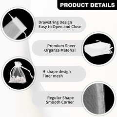 Organza Bags, White 50Pcs, Sheer 1 Count (Pack of 50), white