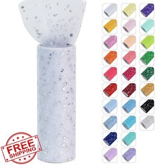 RIBBOOO White Glitter Tulle Roll 6 Inch 10yd