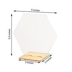 5 CLEAR GOLD 5″ Hexagon ACRYLIC STANDS TABLE NUMBERS Holders Party Decorations