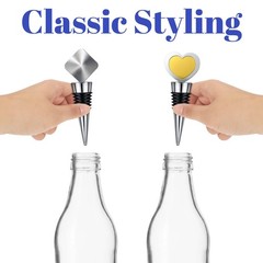 6 Pieces Metal Bottle Stopper 16 x 3/8 16 x Thread Size, Silver/Black