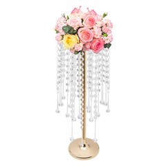 10 Pieces Crystal Acrylic Table Centerpieces Gold Flower Stand For Wedding Party