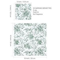 25Pcs Sage Green Floral 5″ x 5″, 25-Count Sage Green – Floral & Leaves